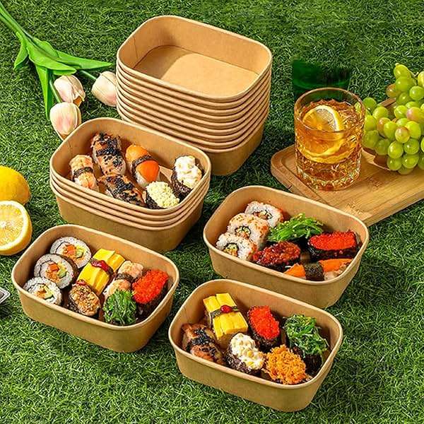 50-Pack 29oz Disposable Kraft Paper Bowls【with Lids and Forks】,Meal Prep Containers Disposable Togo Food Deli Containers for Restaurant Supplies Take Out Containers, Microwave Safe for Hot/Cold Food - Image 8