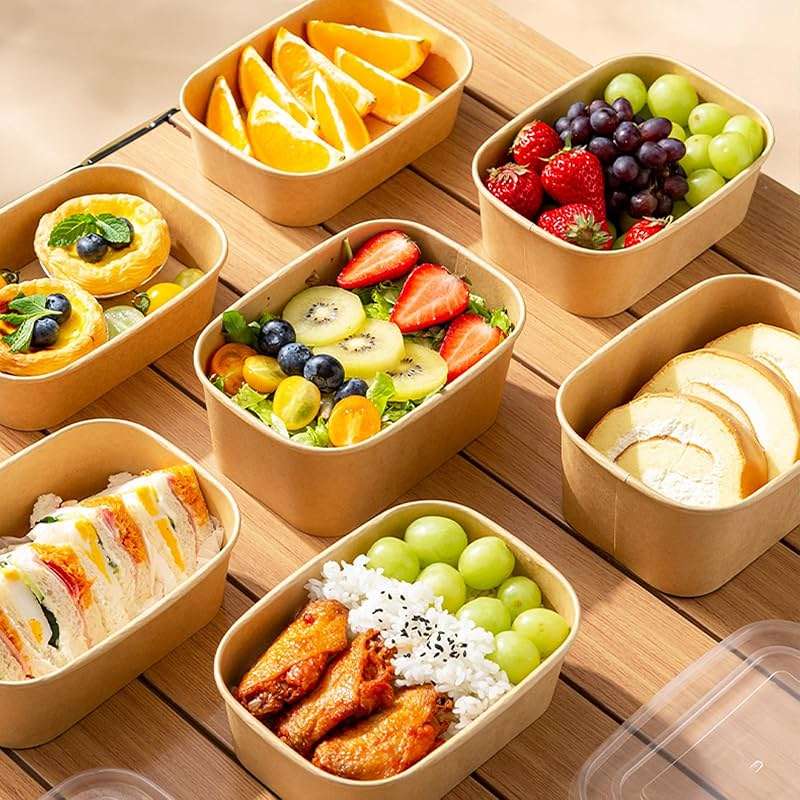 50-Pack 29oz Disposable Kraft Paper Bowls【with Lids and Forks】,Meal Prep Containers Disposable Togo Food Deli Containers for Restaurant Supplies Take Out Containers, Microwave Safe for Hot/Cold Food - Image 9