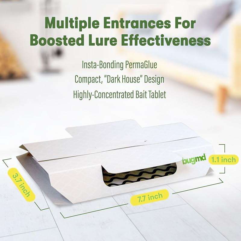 BugMD Indoor Cockroach Killer & Roach Trap - Sticky Insect, Spider, Cricket Control for Home - Glue Traps Pest Defense, 12 Pack Sticky Bug Solution - Image 2