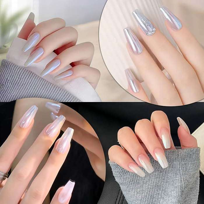 Artdone 2 Jars Chrome Nail Powder White and Red Pearl, Iridescent Aurora Powder Metallic Mirror Effect Pigment Pearlescent Mermaid Pearl Dust Kit, Decoration Acrylic Resin Craft - Image 5