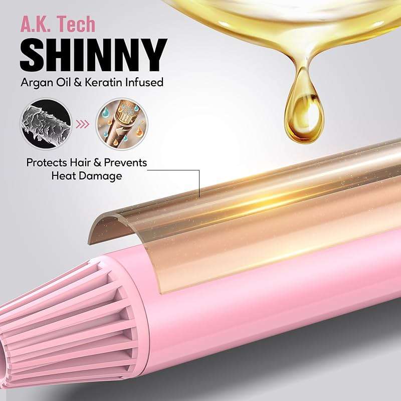 FARERY Long Barrel Curling Iron 1 1/4 inch, 1.25 Inch Curling Iron for Thin Hair, Infused Argan Oil & Keratin, 11 Adjustable Temp, Include Clips & Silicone Pad, Pink - Image 4