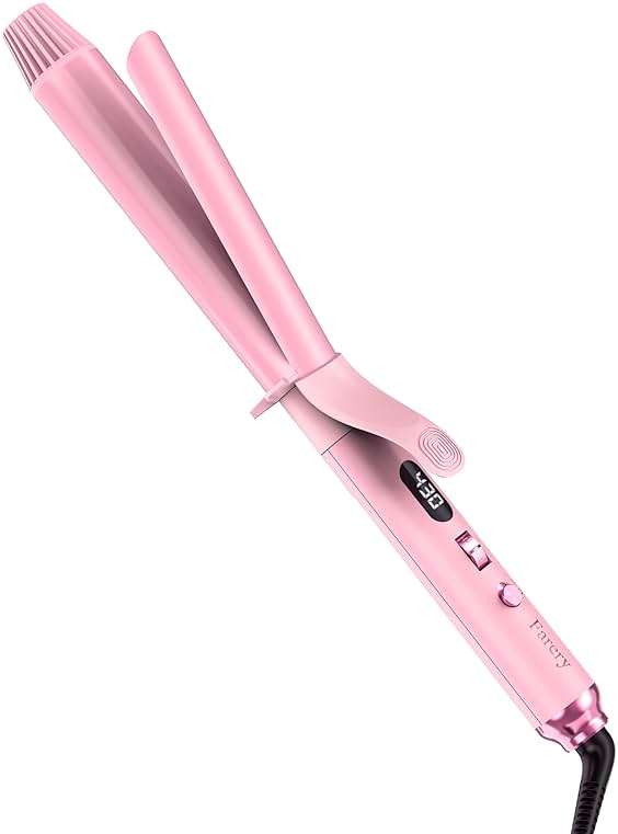 FARERY Long Barrel Curling Iron 1 1/4 inch, 1.25 Inch Curling Iron for Thin Hair, Infused Argan Oil & Keratin, 11 Adjustable Temp, Include Clips & Silicone Pad, Pink - Image 7