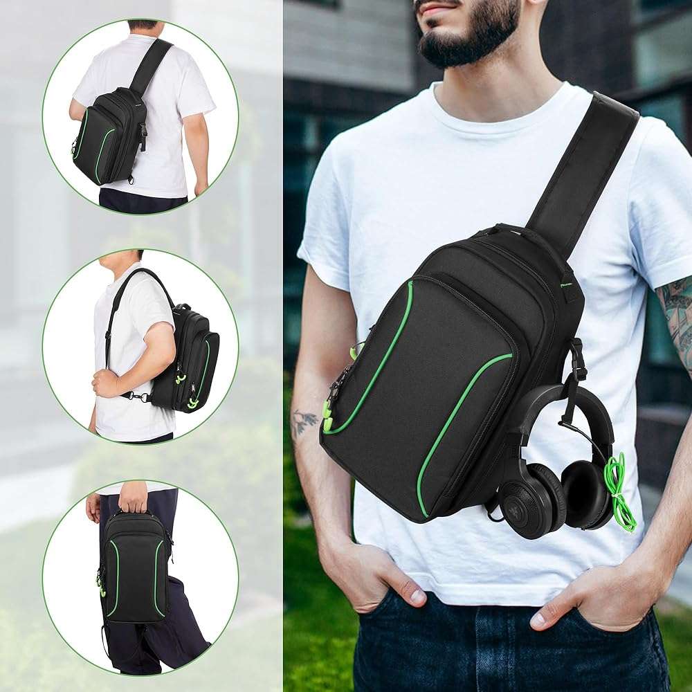 PGmoon Sling Carrying Case Compatible with Xbox Series S Game Console, Storage Travel Bag for Wireless Controllers and More Accessories (Patent Design) - Image 5