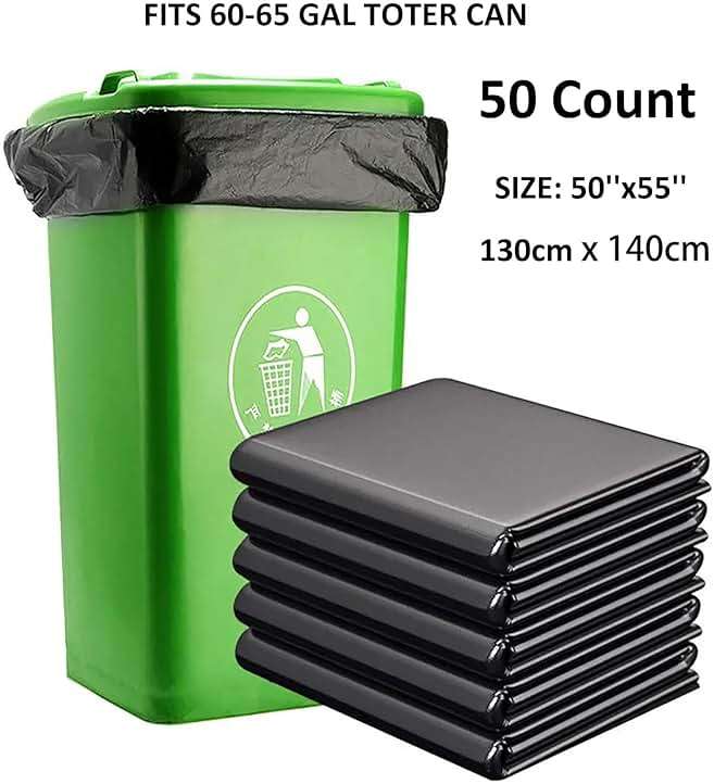 65 Gallon Trash Bags 1.8 Mil -50''x55'' Pack of 50 Thick Large Heavy Duty Multi-Use Garbage Bags Extra Large Strong Trash Can Liners for Office, Picnic,Kitchen, Bulk Bags (65 Gallon 50 Count) - Image 3