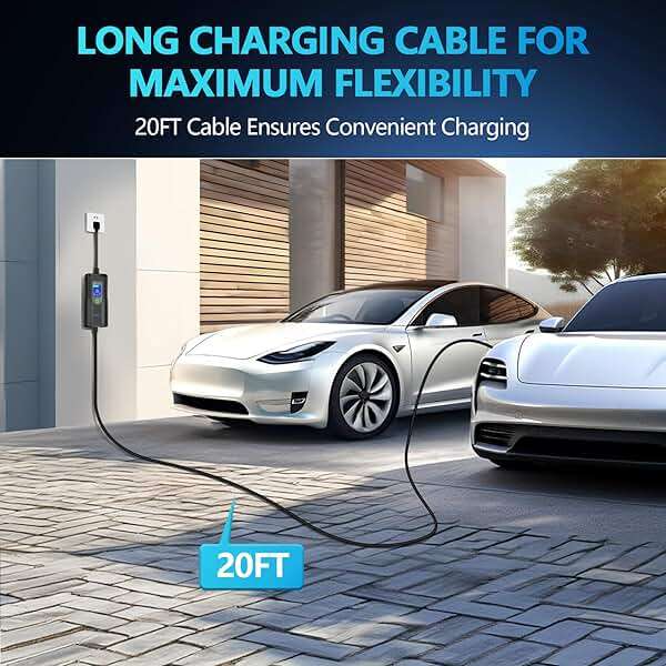 WINUSUAL Portable Level 1 and 2 EV Charger,16A 110-240V with Fix Time Charge, 20FT Cable, NEMA 6-20 Plug and NEMA 5-15 Adapter, SAE J1772 EV Electric car Charger, Current Adjustable(NOT for Tesla) - Image 5
