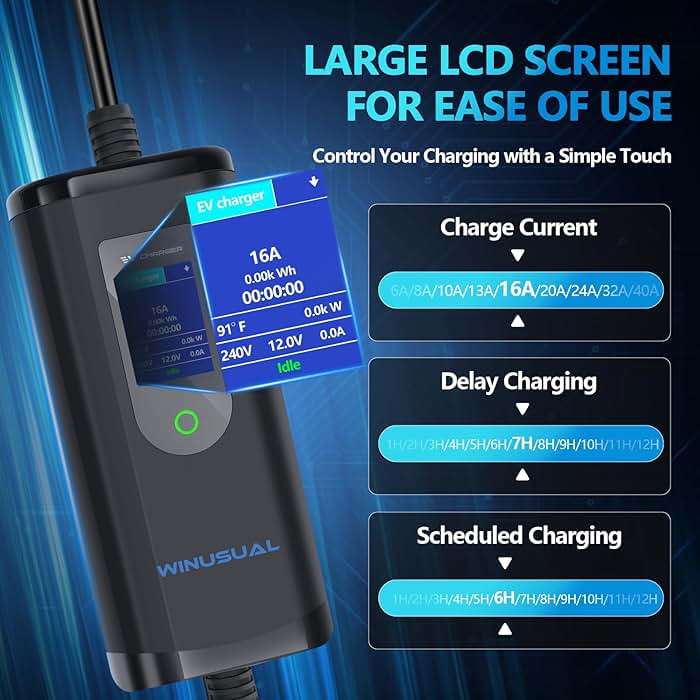 WINUSUAL Portable Level 1 and 2 EV Charger,16A 110-240V with Fix Time Charge, 20FT Cable, NEMA 6-20 Plug and NEMA 5-15 Adapter, SAE J1772 EV Electric car Charger, Current Adjustable(NOT for Tesla) - Image 6