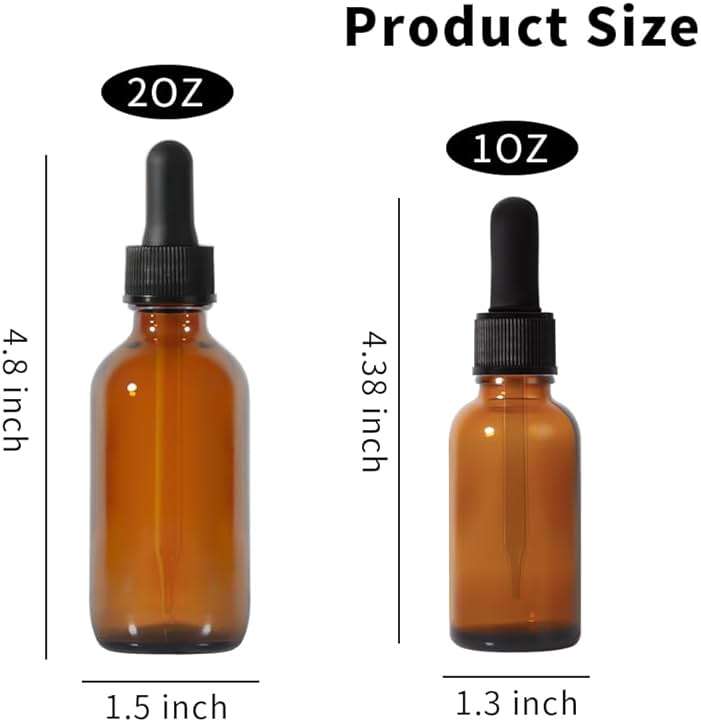 Dropper Bottle,2 oz 4 Pack Glass Droppers Bottle for Oils Eye Dropper Small Travel Oil Amber Dropper with 1 Funnel & 6 Labels - Essential Oils Bottles Tincture Bottles With Dropper Leakproof - Image 2