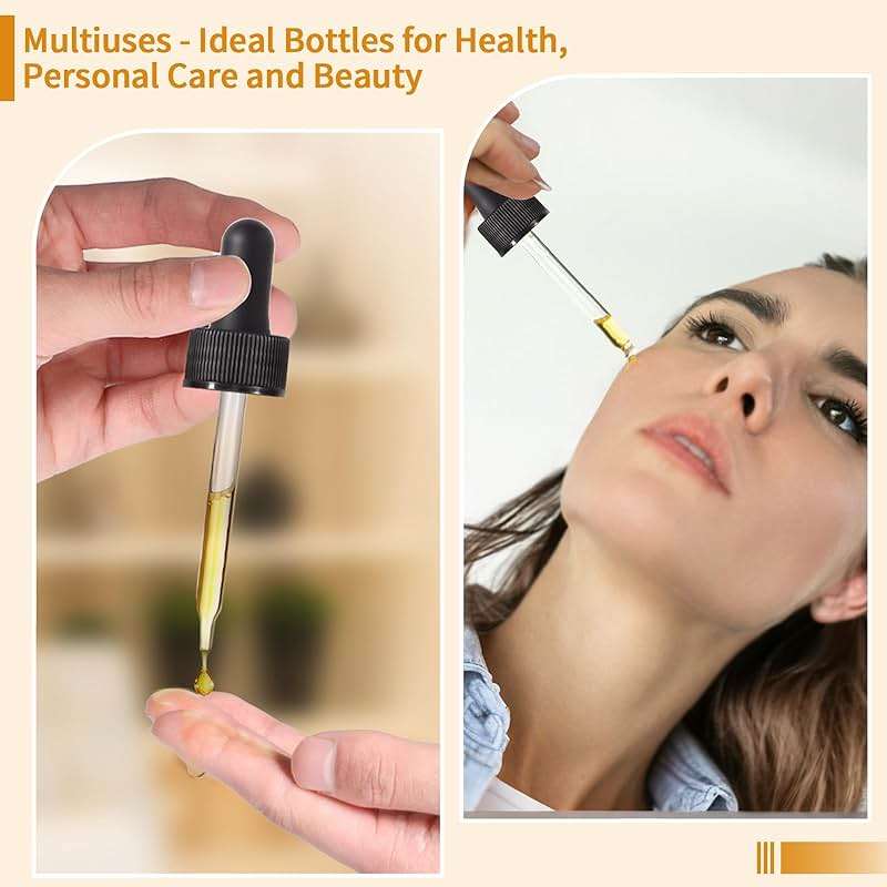 Dropper Bottle,2 oz 4 Pack Glass Droppers Bottle for Oils Eye Dropper Small Travel Oil Amber Dropper with 1 Funnel & 6 Labels - Essential Oils Bottles Tincture Bottles With Dropper Leakproof - Image 3