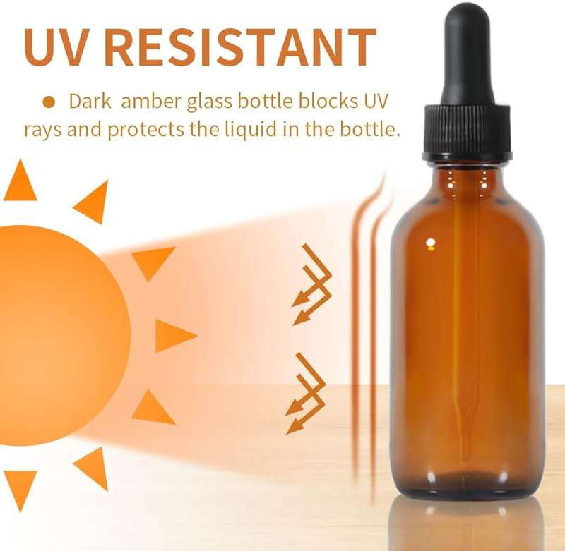 Dropper Bottle,2 oz 4 Pack Glass Droppers Bottle for Oils Eye Dropper Small Travel Oil Amber Dropper with 1 Funnel & 6 Labels - Essential Oils Bottles Tincture Bottles With Dropper Leakproof - Image 6