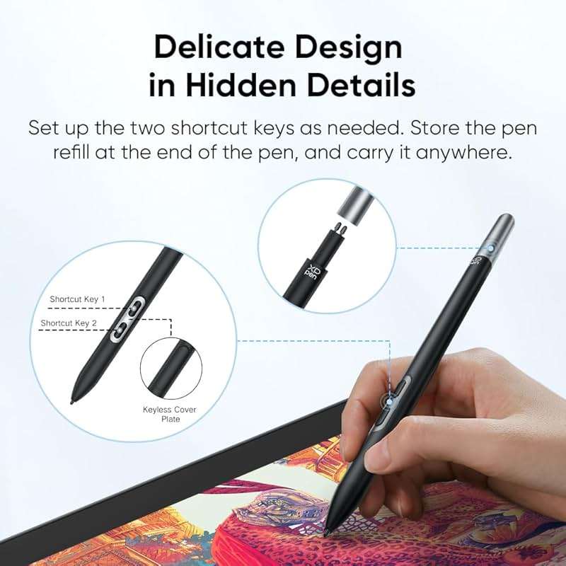 XPPen X3 Pro Slim Stylus 16K Pressure Levels Battery-free Stylus Higher Accuracy Only Compatible for XPPen Artist Pro 14 & 16 Gen 2/ Deco Pro Gen 2 Series /Artist Pro 19 Drawing Tablet - Image 3