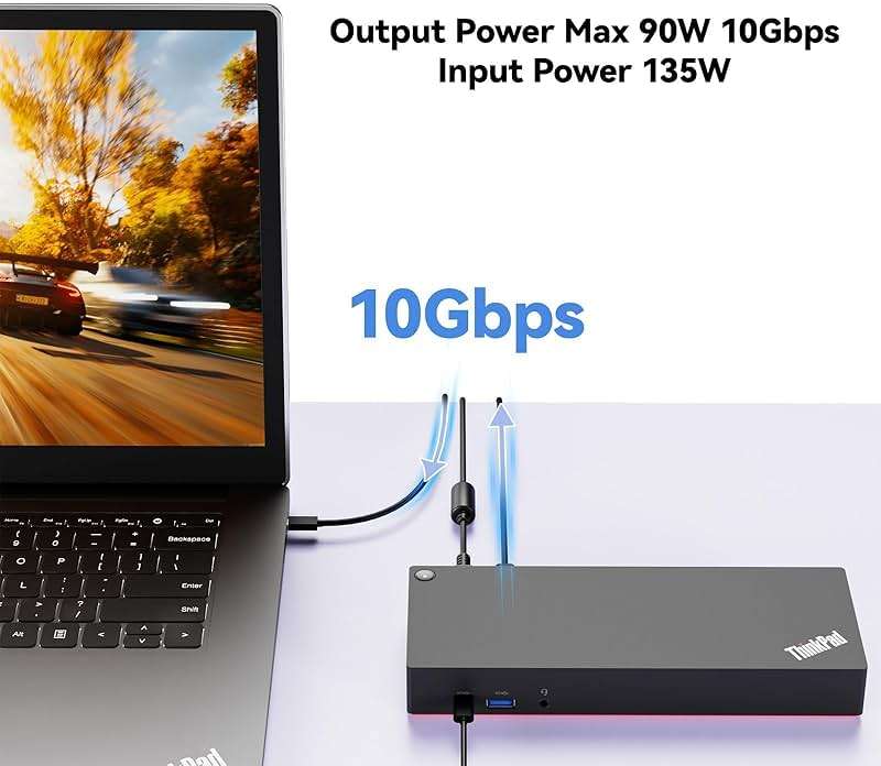 ThinkPad 40AF0135 Universal Hybrid USB-C with USB-A Adapter Docking Station for Lenovo Laptops, Dual Monitor, Comes with ITSPWR HDMI 4K Cable + DP Cable+ Cleaning Cloth - Image 5