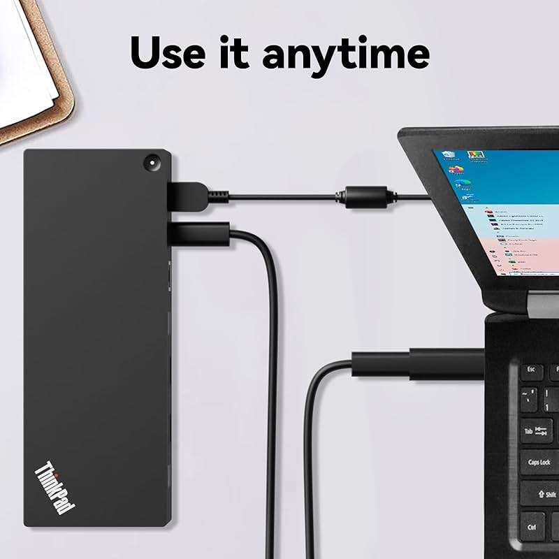 ThinkPad 40AF0135 Universal Hybrid USB-C with USB-A Adapter Docking Station for Lenovo Laptops, Dual Monitor, Comes with ITSPWR HDMI 4K Cable + DP Cable+ Cleaning Cloth - Image 7