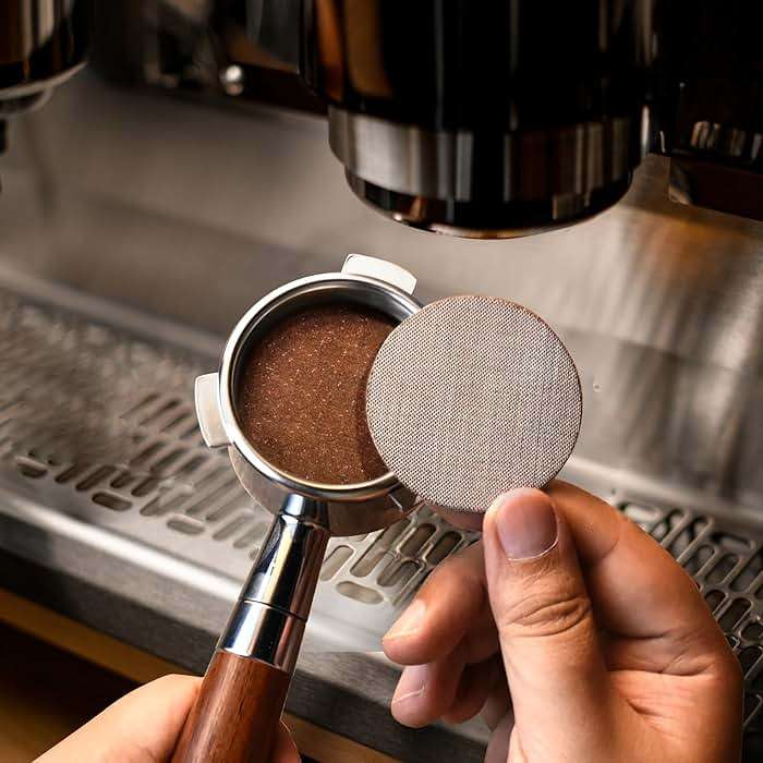 stochastic box 54 mm Bottomless Portafilter with Puck Screen, 3 Ears Espresso Portafilter Compatible with Breville Barista BES870XL Express Machines,Stainless Steel Porta filter and Rosewood Handle - Image 2