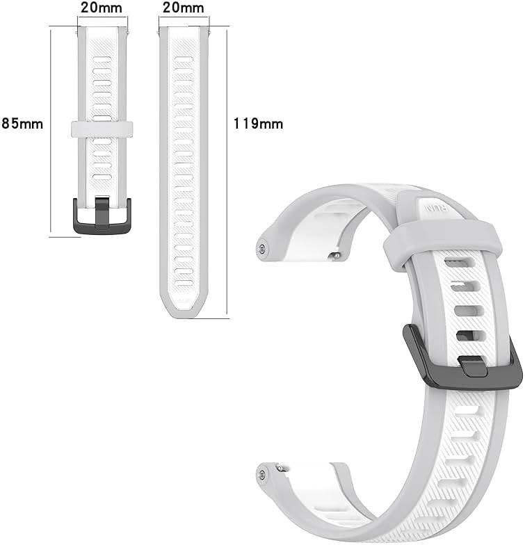 TopPerfekt Sport Bands Compatible with Garmin Forerunner 165/165 music Watch Band, Adjustable Silicone Sports Strap Replacement Band with Forerunner 570 42mm/Vivoactive 5/6/Venu for Men Women (20mm) - Image 4