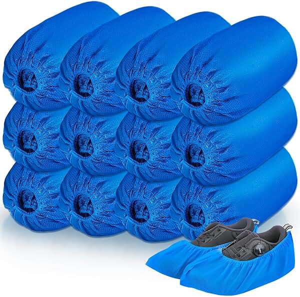120 Pack(60 Pairs) Shoe Covers Disposable, Non-woven Fabric Shoes Covers for Indoor, Blue Durable & Reusable Disposable Boot & Shoe Covers, Larger Size Fits Various Shoes - Image 1