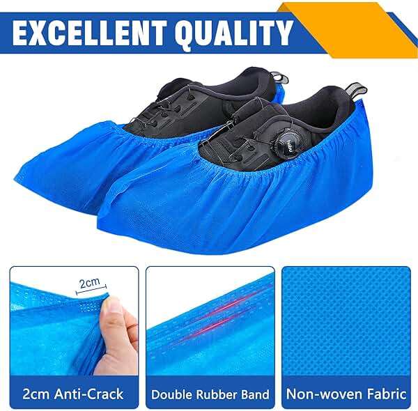 120 Pack(60 Pairs) Shoe Covers Disposable, Non-woven Fabric Shoes Covers for Indoor, Blue Durable & Reusable Disposable Boot & Shoe Covers, Larger Size Fits Various Shoes - Image 3