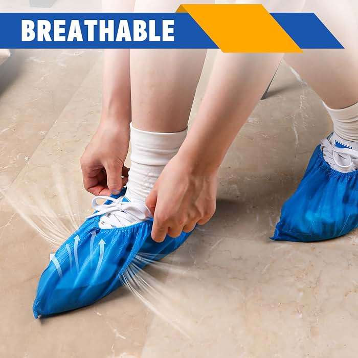 120 Pack(60 Pairs) Shoe Covers Disposable, Non-woven Fabric Shoes Covers for Indoor, Blue Durable & Reusable Disposable Boot & Shoe Covers, Larger Size Fits Various Shoes - Image 5