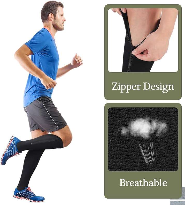 Tarpop 4 Pairs Men Zipper Compression Socks Colorful 20-30mmhg Compression Stockings with Zipper for Men Women Swelling Edema - Image 5