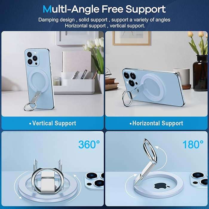 Lokyoo Magnetic Phone Ring Holder for MagSafe, Magnet Finger Ring Grip Stand Holder, Compatible with iPhone, and Smartphones, MagSafe Accessories-Blue - Image 6