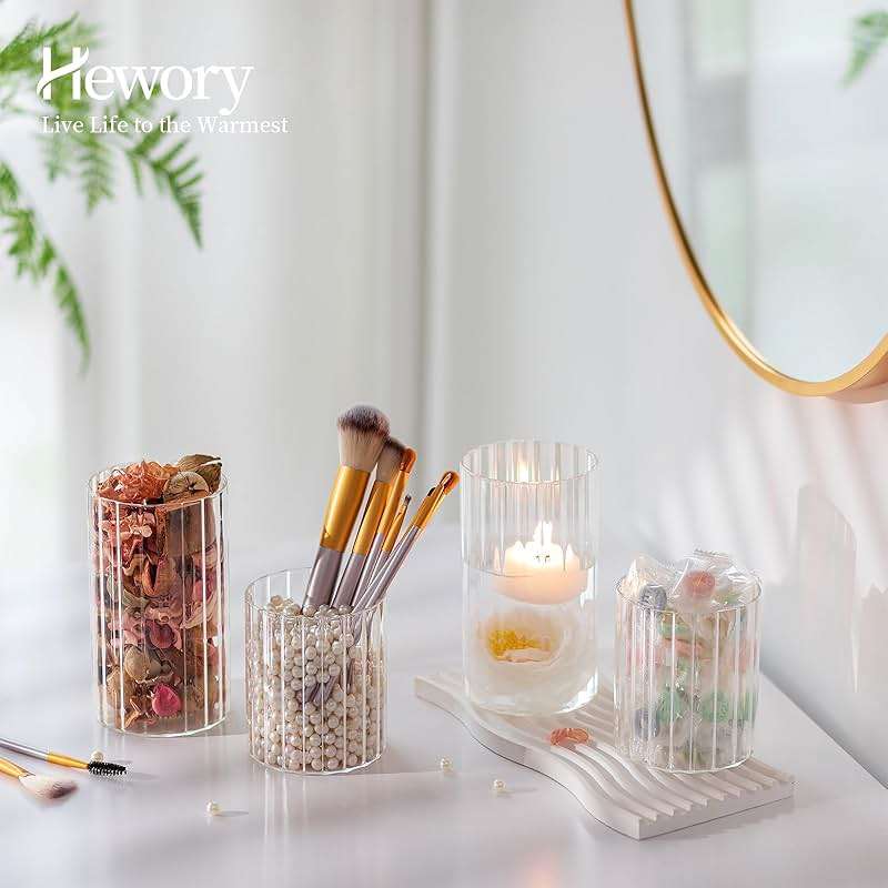 Hewory Glass Hurricane Candle Holders Set of 6, Clear Glass Cylinder Vases for Pillar & Floating Candles, 6 inch - Centerpieces, Wedding & Christmas Home Decor - Image 6
