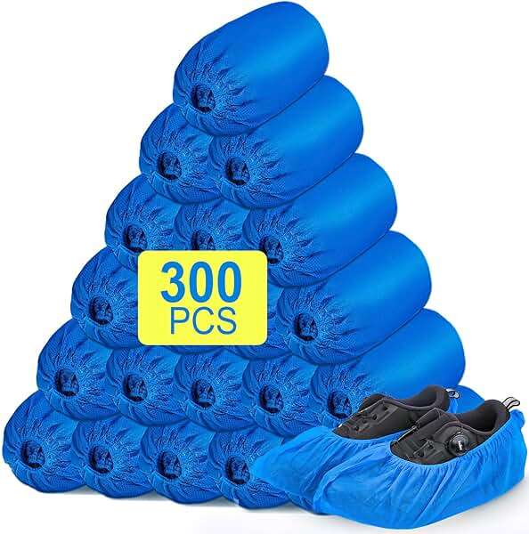 300 Pack(150 Pairs) Shoe Covers Disposable, Non-woven Fabric Shoes Covers for Indoor, Blue Durable & Reusable Disposable Boot & Shoe Covers, Larger Size Fits Various Shoes - Image 1