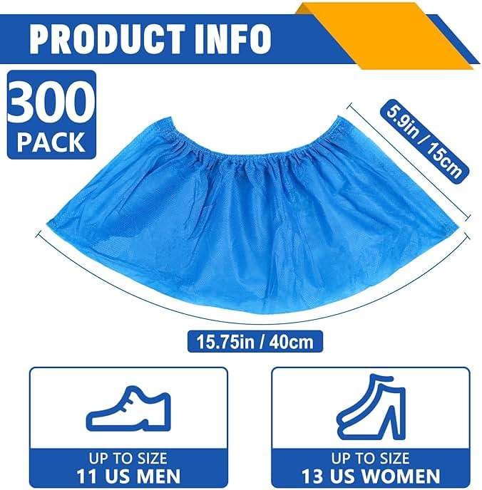 300 Pack(150 Pairs) Shoe Covers Disposable, Non-woven Fabric Shoes Covers for Indoor, Blue Durable & Reusable Disposable Boot & Shoe Covers, Larger Size Fits Various Shoes - Image 2