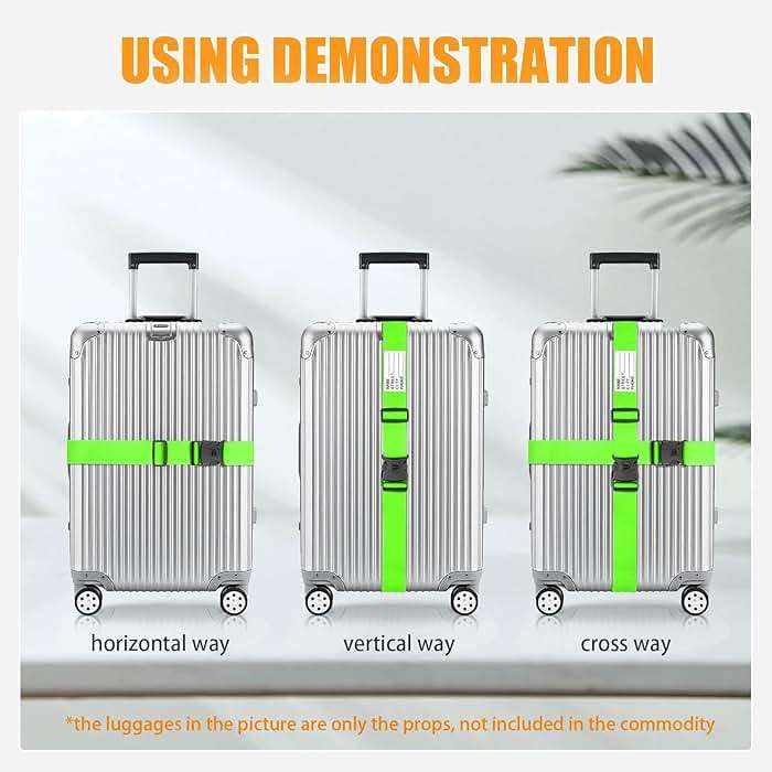BILIONE Luggage Straps 88 inch Adjustable Suitcase Belt, Lockable Against Accidental Opening, Easy to Identify Travel Accessories, Add a Bag Connector Holds Suitcase Together (Energetic Green, 2) - Image 4