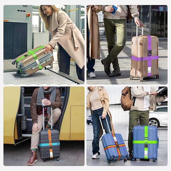 BILIONE Luggage Straps 88 inch Adjustable Suitcase Belt, Lockable Against Accidental Opening, Easy to Identify Travel Accessories, Add a Bag Connector Holds Suitcase Together (Energetic Green, 2) - Image 6