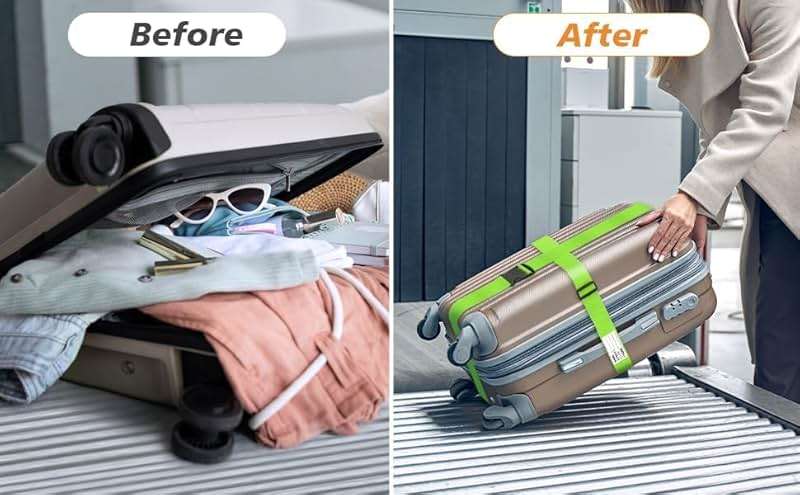 BILIONE Luggage Straps 88 inch Adjustable Suitcase Belt, Lockable Against Accidental Opening, Easy to Identify Travel Accessories, Add a Bag Connector Holds Suitcase Together (Energetic Green, 2) - Image 7