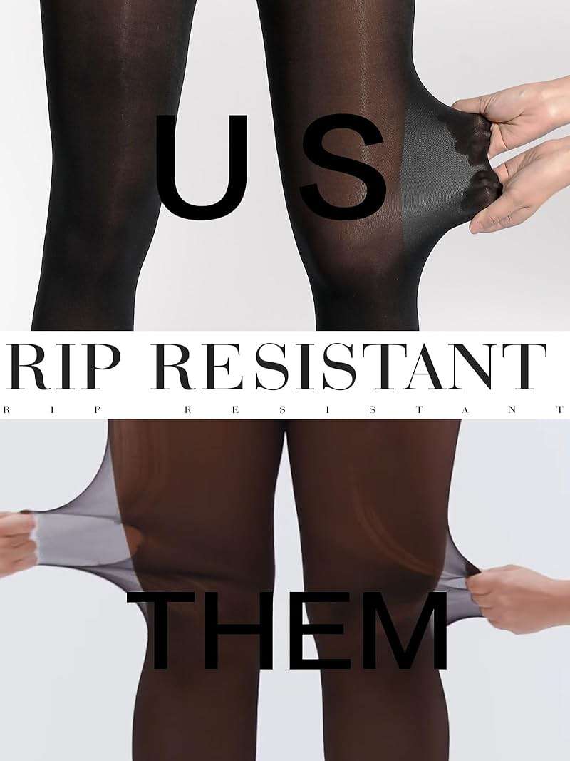 HOTBOSS Unbelievable Durability Tights, Rip Resistant Pantyhose, 40D Semi Sheer High Waist T-Crotch Strong Tights for Women - Image 4