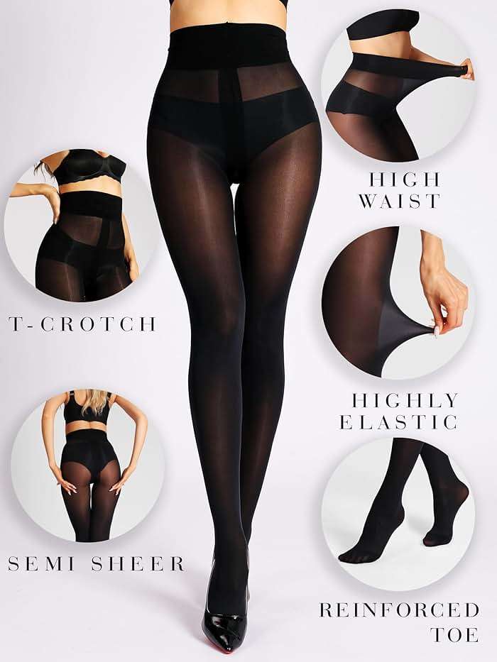 HOTBOSS Unbelievable Durability Tights, Rip Resistant Pantyhose, 40D Semi Sheer High Waist T-Crotch Strong Tights for Women - Image 5