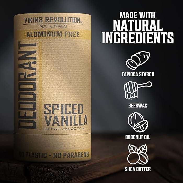 Viking Revolution Spiced Vanilla Deodorant for Men - Deodorant Men Aluminum Free with Shea Butter and Tapioca Starch Mens Deodorant Stain- Free and Baking Soda-Free Natural Deodorant for Men (2.65oz) - Image 4