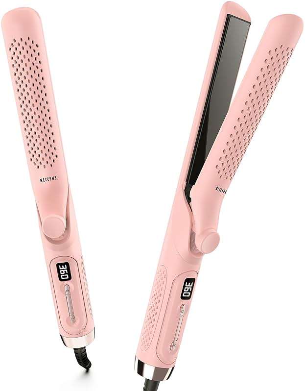 MESCOMB 360° Airflow Styler – 1 Inch 2-in-1 Hair Straightener & Curler with Vented Cool Air for Style Locking, Extra Long Flat Iron, Dual Voltage for European Travel - Image 1