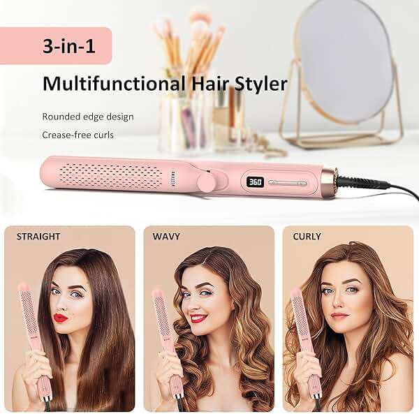 MESCOMB 360° Airflow Styler – 1 Inch 2-in-1 Hair Straightener & Curler with Vented Cool Air for Style Locking, Extra Long Flat Iron, Dual Voltage for European Travel - Image 2