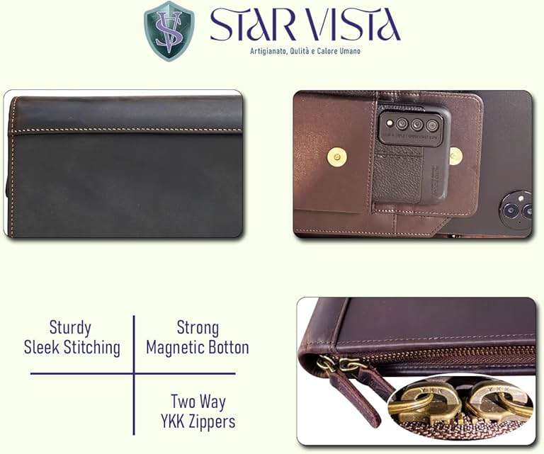 STAR VISTA Flamingo Full Grain Cowhide Leather Padfolio - Executive Business Folio, Sleeve for 13" Tablet & iPhone16, A4/US Letter Size Binder, Lefty Friendly - Image 5