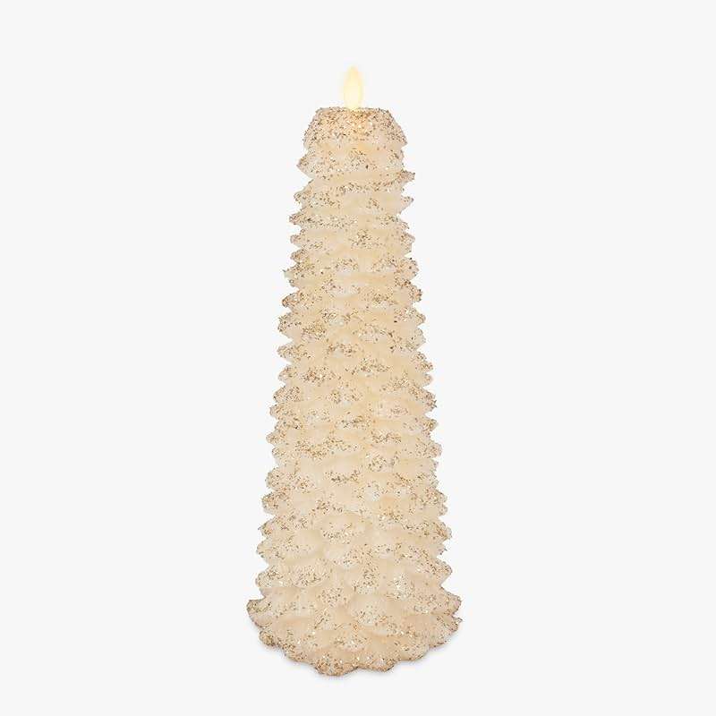 Luminara Christmas North Tree Flameless LED Candle, White Swan 13.4" Battery Operated Moving Flame Real Wax Unscented Safe Timer Home Decor Convenient - Image 1