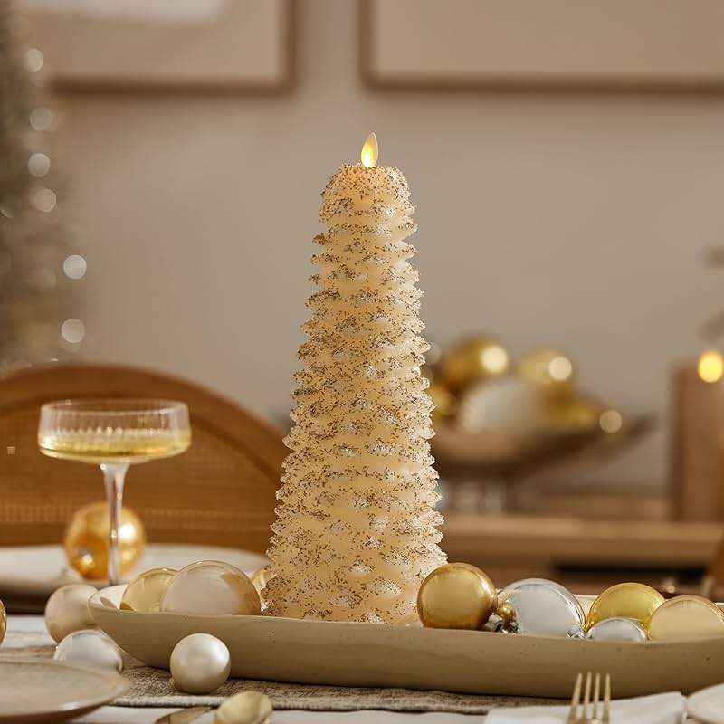 Luminara Christmas North Tree Flameless LED Candle, White Swan 13.4" Battery Operated Moving Flame Real Wax Unscented Safe Timer Home Decor Convenient - Image 2