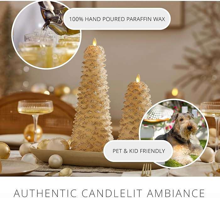 Luminara Christmas North Tree Flameless LED Candle, White Swan 13.4" Battery Operated Moving Flame Real Wax Unscented Safe Timer Home Decor Convenient - Image 5