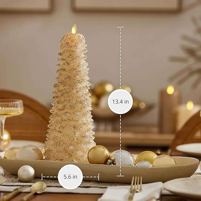 Luminara Christmas North Tree Flameless LED Candle, White Swan 13.4" Battery Operated Moving Flame Real Wax Unscented Safe Timer Home Decor Convenient - Image 6