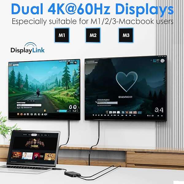 WAVLINK USB 3.0 & USB C to Dual HDMI Adapter 4K@60Hz for 2 Monitors, DisplayLink USB C HDMI Adapter for Dual Monitor, for Mac M1-M5/Neo, Windows, ChromeOS, Ubuntu - Image 2