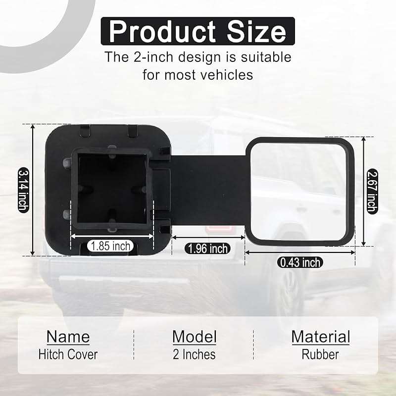 UYYE 2 Inch Rubber Trailer Hitch Cover, American Flag Rubber Tow Tube Cover Plug Cap, Car Exterior Accessories Fits for Most Vehicles Hitch Receivers, Hitch Cover Tube Plug Cap (Black) - Image 2