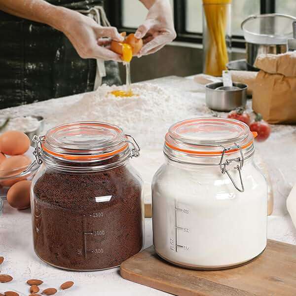 Qianfenie 2 Pack 79oz Glass Jar with Lid(2350ML), 0.6 Gallon Mason Jars Wide Mouth with Airtight Lid, Glass Pickle Jar for Food Storage, Cookies, Pickling, Kombucha(Includes 2 Spare Seals) - Image 2