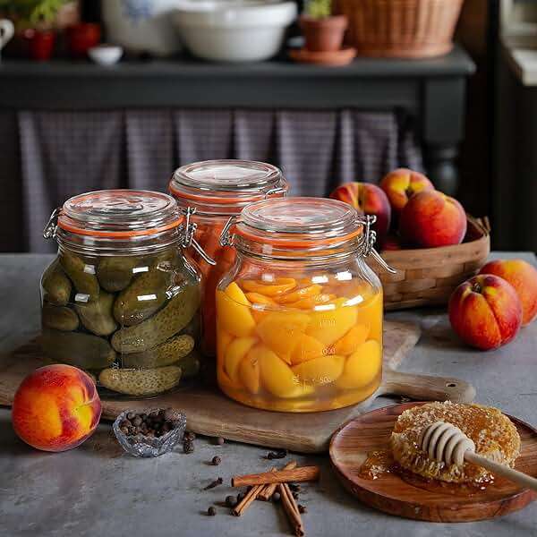 Qianfenie 2 Pack 79oz Glass Jar with Lid(2350ML), 0.6 Gallon Mason Jars Wide Mouth with Airtight Lid, Glass Pickle Jar for Food Storage, Cookies, Pickling, Kombucha(Includes 2 Spare Seals) - Image 5