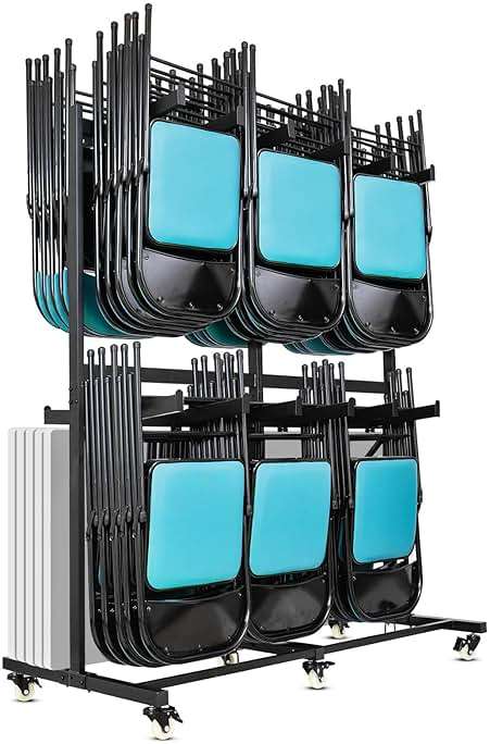 Geptipai Folding Chair Cart 800 lbs Capacity - Heavy Duty 2-Tier Chairs Rack with Locking Wheels for 84 Chairs, Folding Chair Storage Dolly for Event, Church, Garage - Image 1