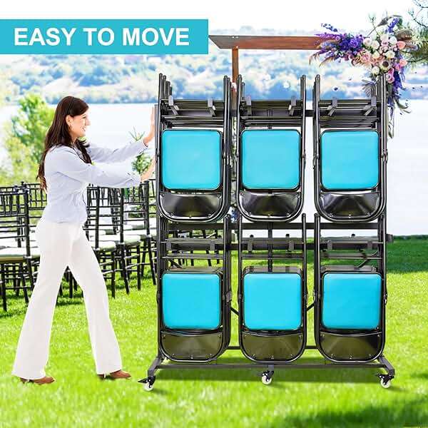 Geptipai Folding Chair Cart 800 lbs Capacity - Heavy Duty 2-Tier Chairs Rack with Locking Wheels for 84 Chairs, Folding Chair Storage Dolly for Event, Church, Garage - Image 5