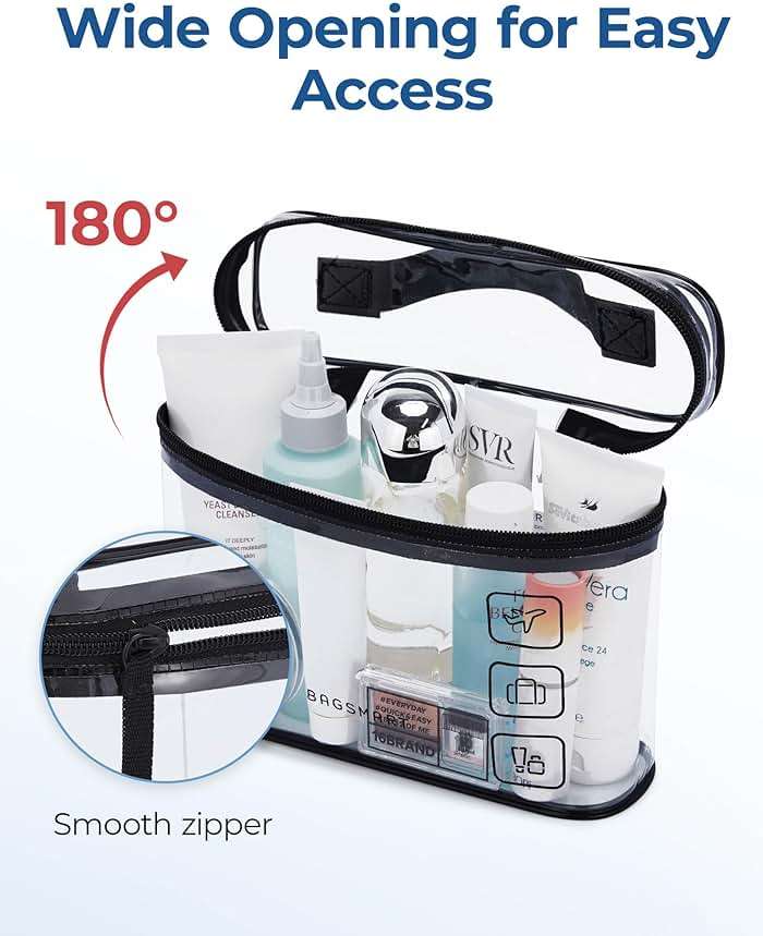 BAGSMART TSA Approved Toiletry Bag, 2 Pack Clear Makeup Cosmetic Bag Organizer, Quart Size Travel Bag for Toiletries, Carry-on Travel Accessories Essentials, Green-2pcs - Image 3