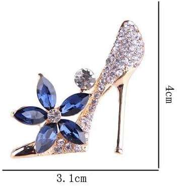 2Pcs Crystal Shoes Brooch Pins Jewelry Gift for Women Lady Gold Plated Cubic Austrian Crystal Flower Fashion High-Heel Shoes Brooch Pins Jewelry Gift - Image 2