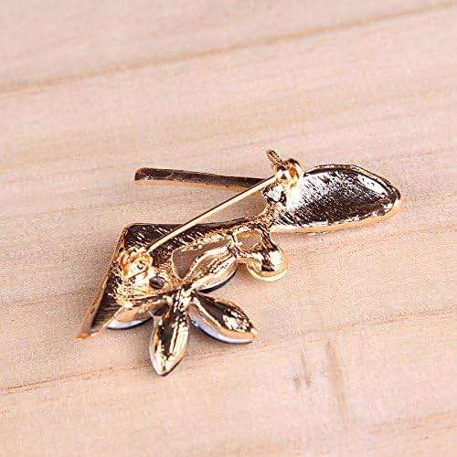 2Pcs Crystal Shoes Brooch Pins Jewelry Gift for Women Lady Gold Plated Cubic Austrian Crystal Flower Fashion High-Heel Shoes Brooch Pins Jewelry Gift - Image 5