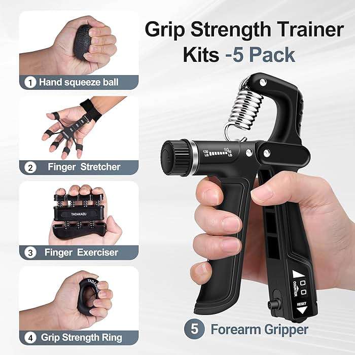 WATMAID Grip Strength Trainer Kits (5 Pack), Forearm Strengthener with Adjustable Resistance, Grip Strength Tester, Finger Strengthener, Hand Gripper Strengthener for Muscle Building Injury Recover - Image 2