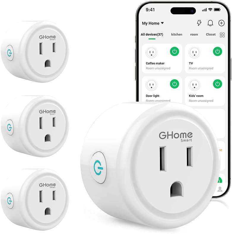 GHome Smart Plug, WiFi Smart Plugs Work with Alexa and Google Home, Smart Outlet Timer with APP Remote Control, 2.4GHz Wi-Fi Only, No Hub Required, ETL FCC Listed - Image 1